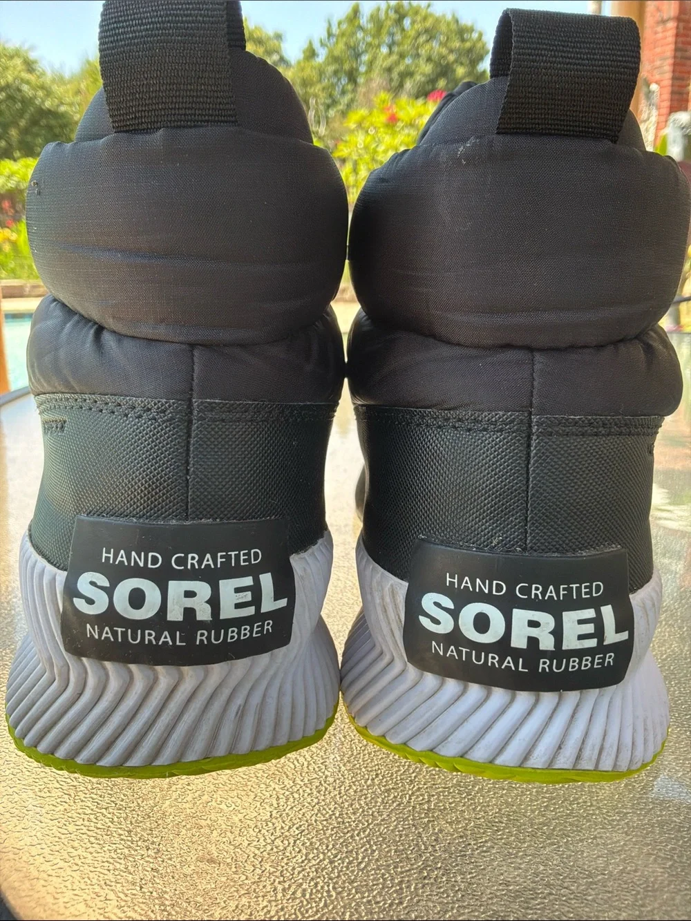 Sorel Black Winter Rain Boots with White Accent